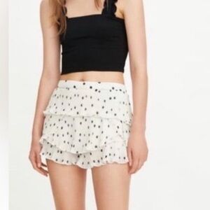 Zara Black & Creme Polka Dot Ruffle Shorts Size Small